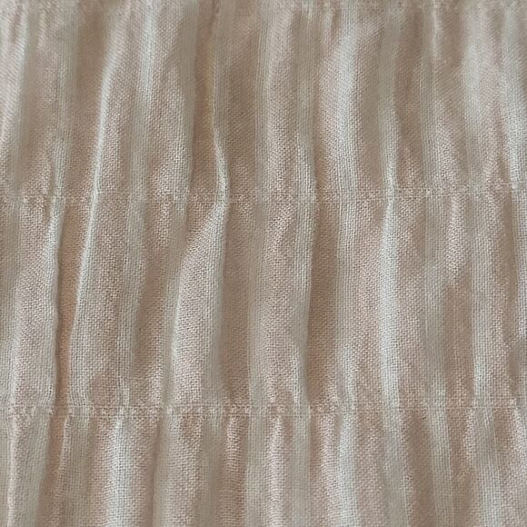 LOFT The Softened Shirt X-Small Crinkled Cotton Semi Sheer Pink White Stripes - Picture 11 of 13